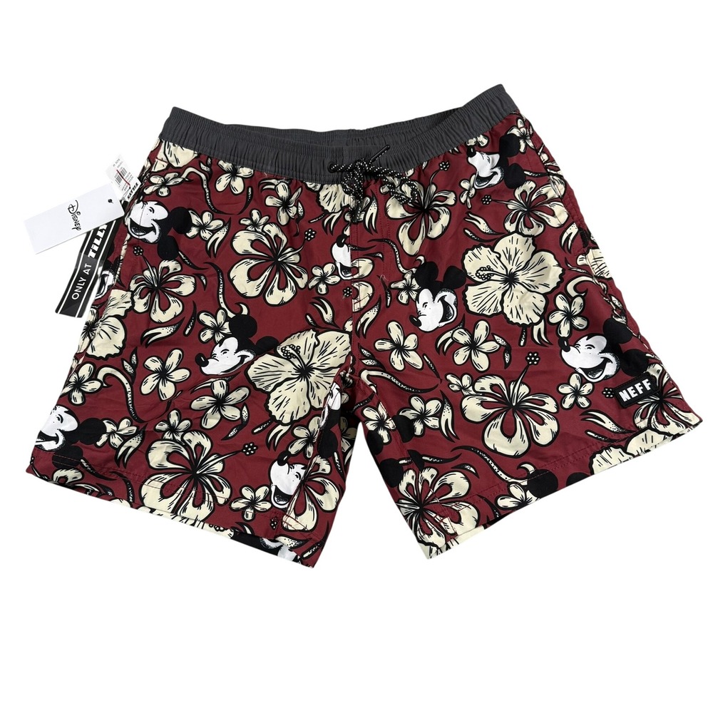 Disney x Neff Mens M Mickey Mouse Tropical Board Shorts Floral Swim Trunks